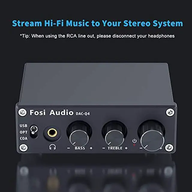Alt view image 10 of 15 - Fosi Audio Q4 Desktop DAC Headphone Amp for PC Mini Stereo Headphone Amplifier Combo USB Optical Coaxial to RCA AUX Digital-to-Analog Audio Converter Adapter for Home Powered Speakers