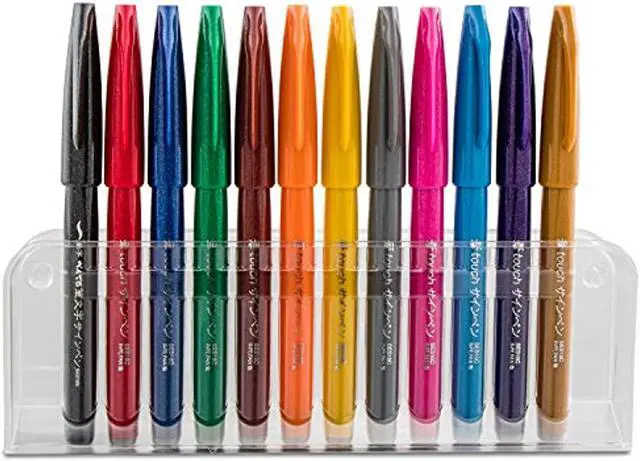 Alt view image 5 of 12 - Pentel Sign Pen Brush Flexible Point Marker Pen Assorted 12/Pack SES15CPC12
