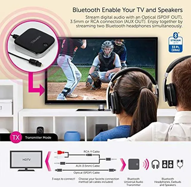 Alt view image 7 of 15 - Aluratek ABC02F Bluetooth Universal Audio Receiver And Transmitter With Built In Battery, Optica