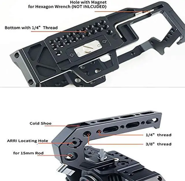 Alt view image 5 of 12 - CAME-TV BMPCC 4K/6K Full Cage Rig for Blackmagic Design Pocket Cinema Camera 4K/6K with Top Handle T5 SSD Holder Cold Shoe