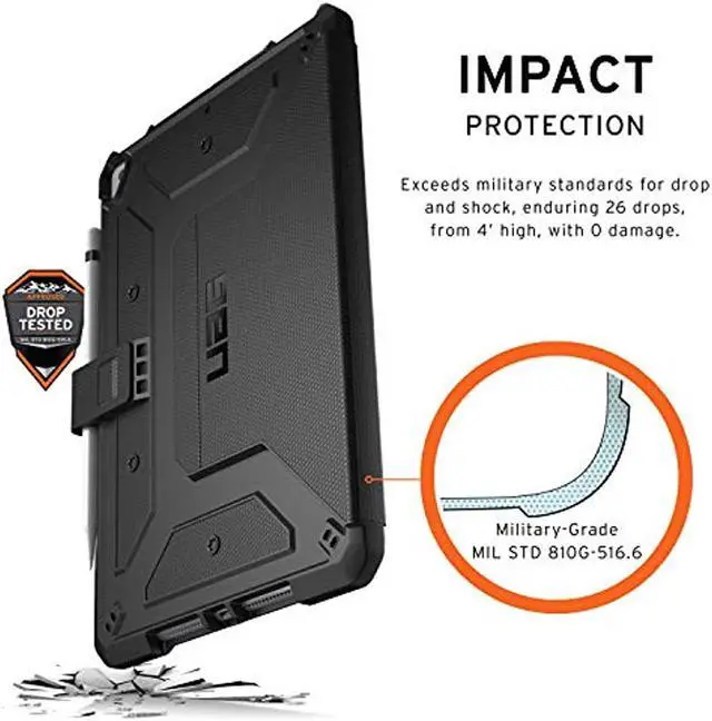 Alt view image 3 of 19 - UAG iPad 10.2-inch (9th Gen, 2021),(8th Gen, 2020) & (7th Gen, 2019) Case, Metropolis Rugged Heavy Duty Protective Cover Multi-Angle Viewing Folio Stand with Pencil Holder, Black