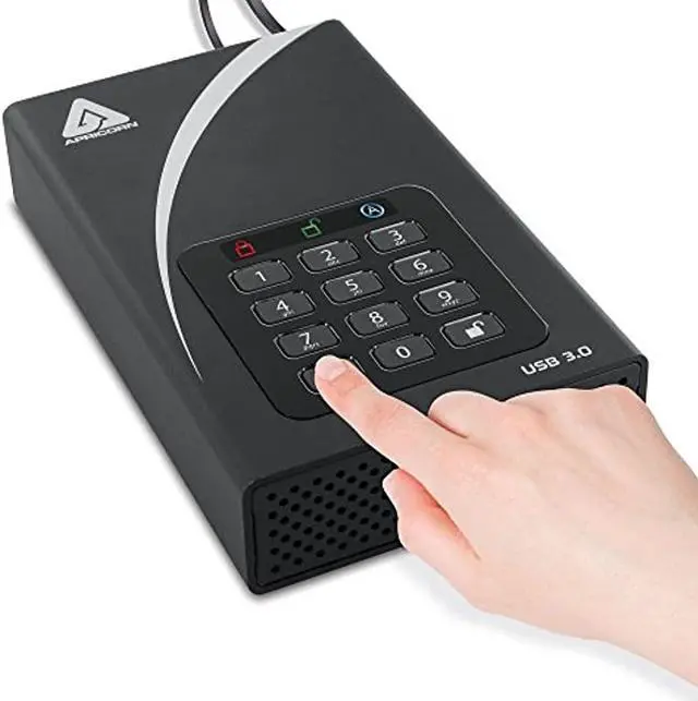 Alt view image 10 of 18 - Apricorn Aegis Padlock DT ADT-3PL256-12TB 12 TB Hard Drive - External - Desktop - TAA Compliant - USB 3.0 - 8 MB Buffer - Black - 256-bit Encryption Standard