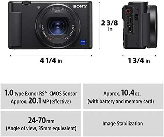 Alt view image 10 of 20 - Sony ZV-1 Compact 4K HD Camera, Black