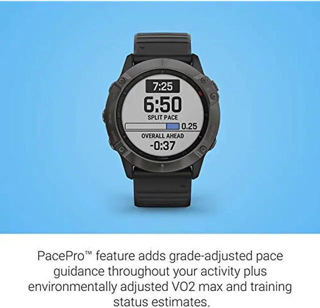 Alt view image 19 of 20 - Garmin Fenix 6X Sapphire, Premium Multisport GPS Watch,  -Carbon Gray DLC with Black Band-  (010-02157-10)