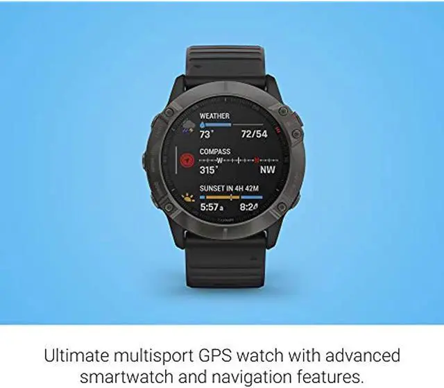 Alt view image 17 of 20 - Garmin Fenix 6X Sapphire, Premium Multisport GPS Watch,  -Carbon Gray DLC with Black Band-  (010-02157-10)