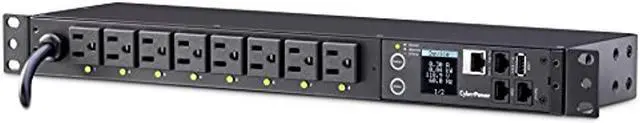 Alt view image 8 of 20 - CyberPower PDU41001 Single Phase 100 - 120 VAC 15A Switched PDU - 8 Outlets, 12 ft, NEMA 5-15P, Horizontal, 1U, SNMP, LCD