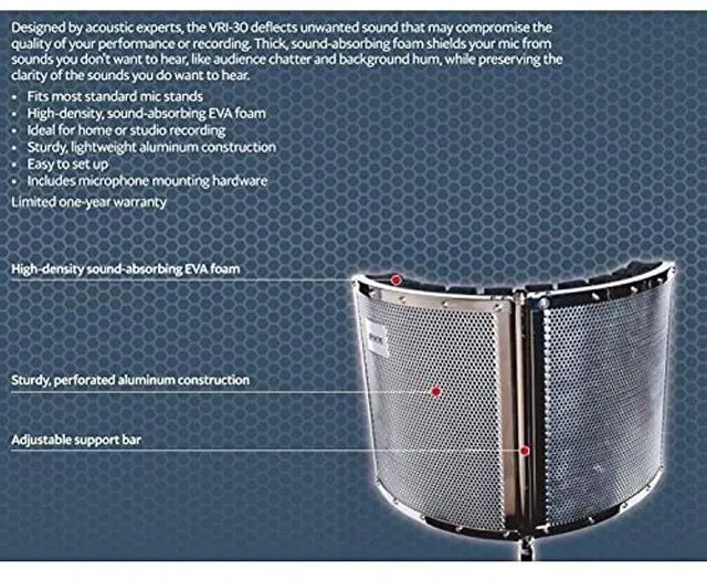 Alt view image 12 of 12 - LyxPro VRI-30 Portable Foldable Sound Absorbing Recording Panel Stand Mount