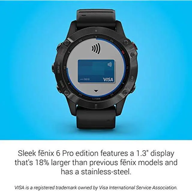Alt view image 18 of 20 - Garmin Fenix 6 Pro, Premium Multisport GPS Watch, -Black with Black Band - (010-02158-01)