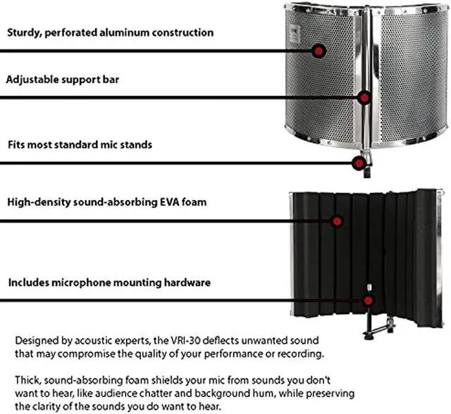 Alt view image 9 of 12 - LyxPro VRI-30 Portable Foldable Sound Absorbing Recording Panel Stand Mount