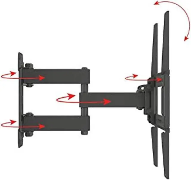 Alt view image 7 of 13 - Monoprice Titan Series Full Motion Single Stud Dual Arm Wall Mount For Large Up to 70" Inch TVs Displays, Max 99 LBS. 200x200 to 600x400, Black