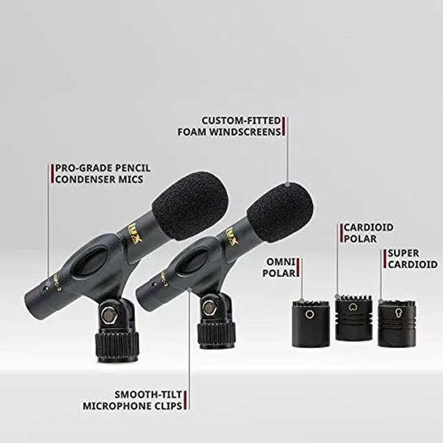 Alt view image 10 of 14 - LyxPro Pencil Condenser Stick Microphones Omni, Cardioid, Super Cardioid Capsule
