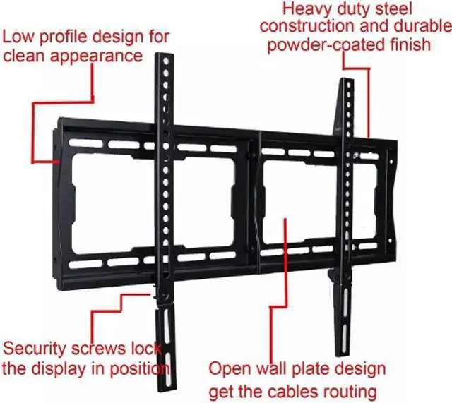Alt view image 5 of 7 - VideoSecu Low Profile Flat TV Wall Mount Ultra Slim Bracket for most 26 27 28 29 32 37 39 40 42 46 47 48 50 51 52 55 60 64 65" LED LCD Plasma Flat Panel Screen Display HDTV 1NN