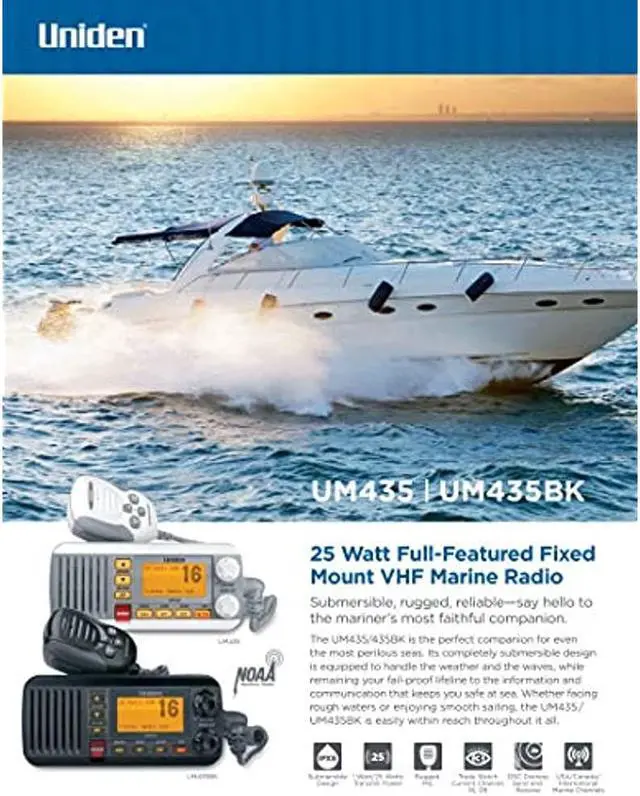 Alt view image 12 of 20 - Uniden Um435 Fixed Mount Vhf Radio Black