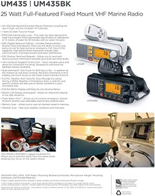 Alt view image 13 of 20 - Uniden Um435 Fixed Mount Vhf Radio Black