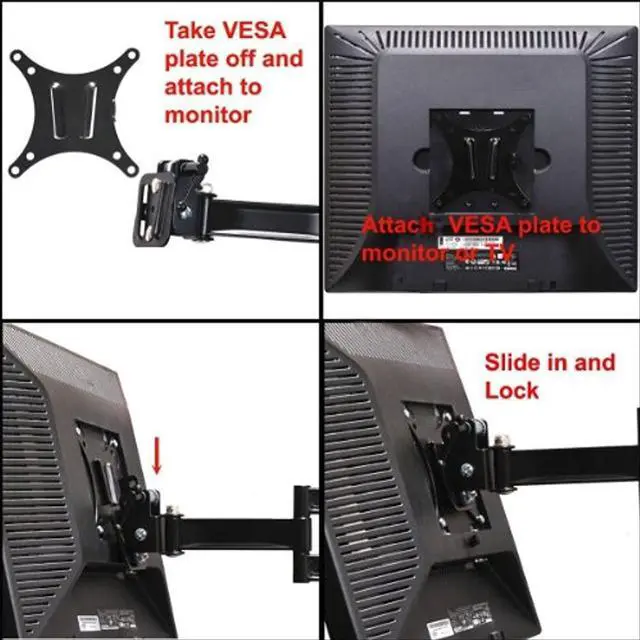 Alt view image 6 of 10 - VideoSecu Tilt Swivel LCD LED TV Monitor Wall Mount for most 15 - 27 inch 3D HDTV Flat Panel Screen Display Articulating Arm Full Motion Bracket - VESA 75/100mm A28