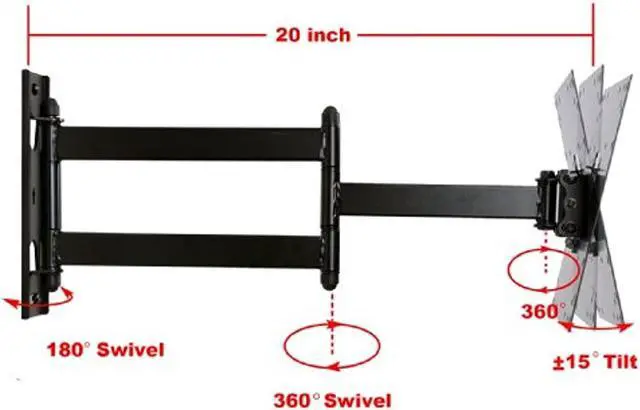 Alt view image 6 of 11 - VideoSecu Articulating Arm TV Wall Mount Full Motion Tilt Swivel Extend for 23"-37" some LED up to 42" LCD LED Monitor Bracket, with VESA 200x200/200x100/100x100mm 3KB