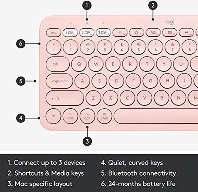 Alt view image 6 of 19 - LOGITECH 920-009728 LOGITECH K380 MULTI-DEVICE BLUETOOTH KEYBOARD FOR MAC-ROSE