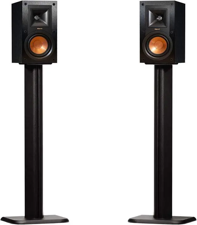 Alt view image 8 of 8 - ECHOGEAR Bookshelf Speaker Stand Pair - Heavy Duty MDF Energy-Absorbing Design - Works with Klipsch, Polk, JBL & Other Bookshelf Speakers - Includes Cable Management Channel & Carpet Spikes