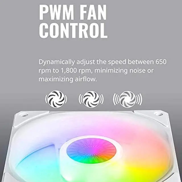 Alt view image 14 of 20 - Cooler Master SickleFlow 120 V2 Addressable RGB Fan (White Edition) - 120mm Square Frame Fan, Air Balance Curve Blade Design, PWM Control for Computer Case & Liquid Radiator