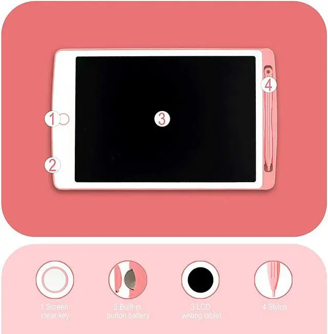 Alt view image 6 of 7 - JONZOO LCD Writing Tablet, Electronic Graphics Ewriter Digital Board Mini Drawing Pad with Handwriting Stylus Reusable Portable for Kids and Adults(8.5 inches Pink)