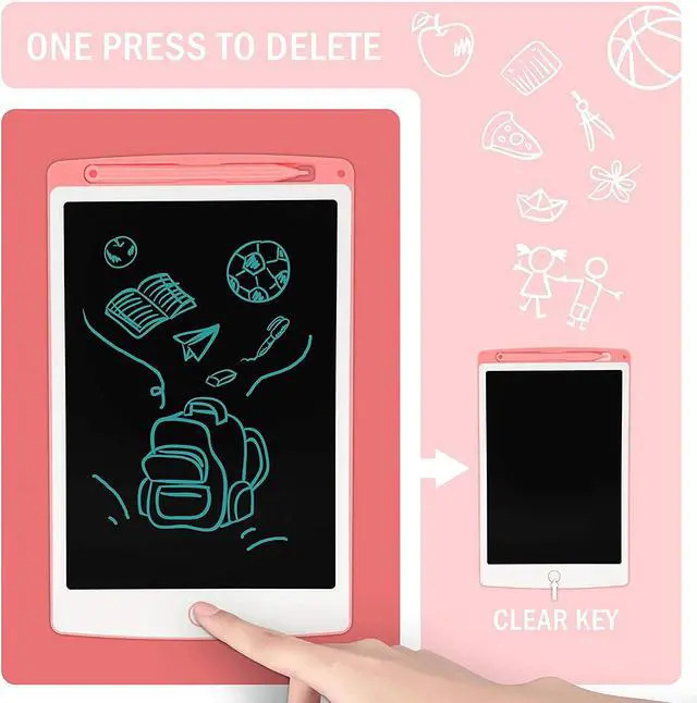Alt view image 5 of 7 - JONZOO LCD Writing Tablet, Electronic Graphics Ewriter Digital Board Mini Drawing Pad with Handwriting Stylus Reusable Portable for Kids and Adults(8.5 inches Pink)