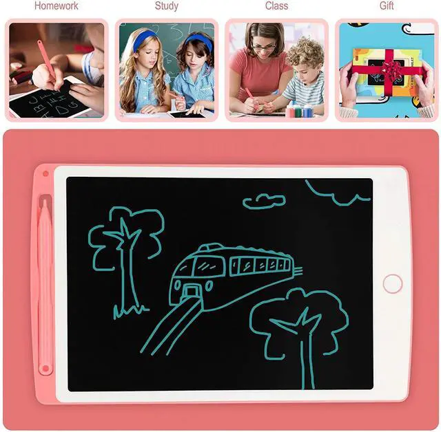 Alt view image 3 of 7 - JONZOO LCD Writing Tablet, Electronic Graphics Ewriter Digital Board Mini Drawing Pad with Handwriting Stylus Reusable Portable for Kids and Adults(8.5 inches Pink)