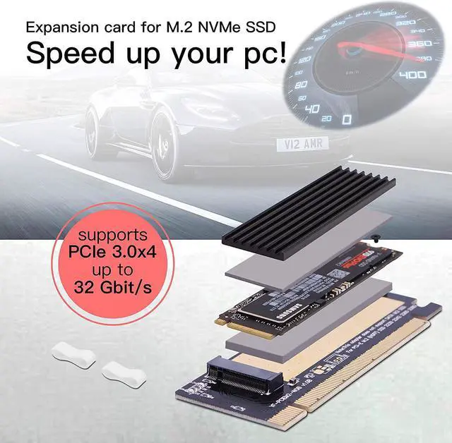 Alt view image 4 of 4 - South City Mall NVME PCIe 4.0 Adapter, M.2 NVME SSD to PCI Express Adapter with Heat Sink, Only Support PCIe x16 Slot,Support M.2 SSD 2230 2242 2260 2280