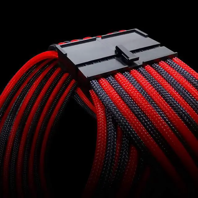 Alt view image 5 of 8 - PSU Cable Extension kit Sleeved Cable Custom Power Supply Sleeved Extension 16 AWG 24-PIN 8-PIN 6-PIN 4+4-PIN with Combs- Black/Red