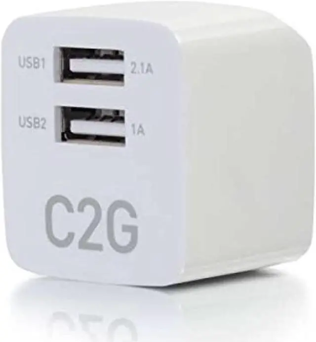 Alt view image 6 of 16 - C2G 22322 2-Port USB Foldable Wall Charger for Apple, Android and Tablets - Compatible with Samsung and iPhone - AC to USB Adapter, 5V 2.1A Output, White