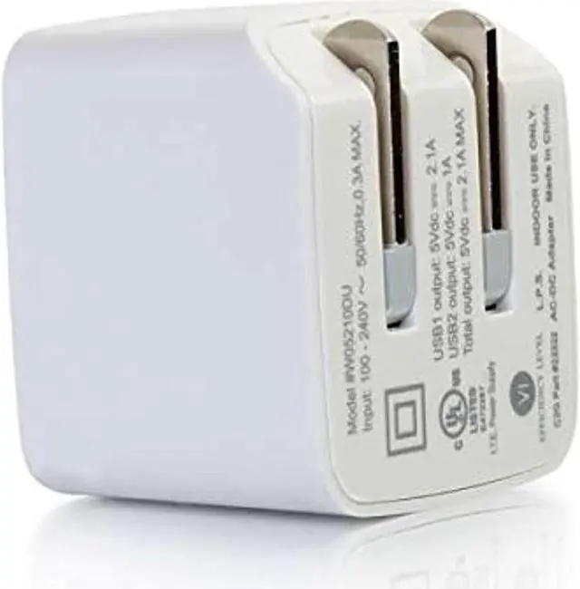 Alt view image 7 of 16 - C2G 22322 2-Port USB Foldable Wall Charger for Apple, Android and Tablets - Compatible with Samsung and iPhone - AC to USB Adapter, 5V 2.1A Output, White