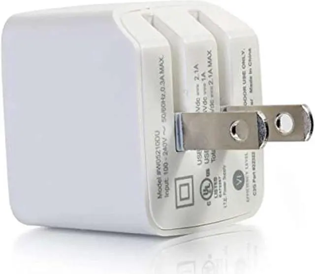 Alt view image 8 of 16 - C2G 22322 2-Port USB Foldable Wall Charger for Apple, Android and Tablets - Compatible with Samsung and iPhone - AC to USB Adapter, 5V 2.1A Output, White