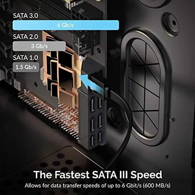 Alt view image 7 of 10 - SABRENT SATA III (6 Gbit/s) Straight Data Cable with Locking Latch for HDD/SSD/CD and DVD Drives (3 Pack - 20-Inch) in Black (CB-SFK3)
