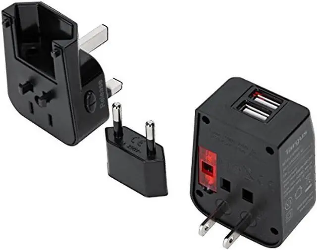 Alt view image 2 of 12 - Targus World Travel Power Adapter with Dual USB Charging Ports - APK032US