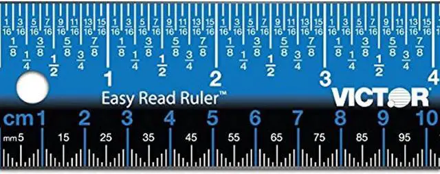 Alt view image 3 of 16 - Victor EZ18SBL Easy Read Stainless Steel Ruler Standard / Metric 18" Blue