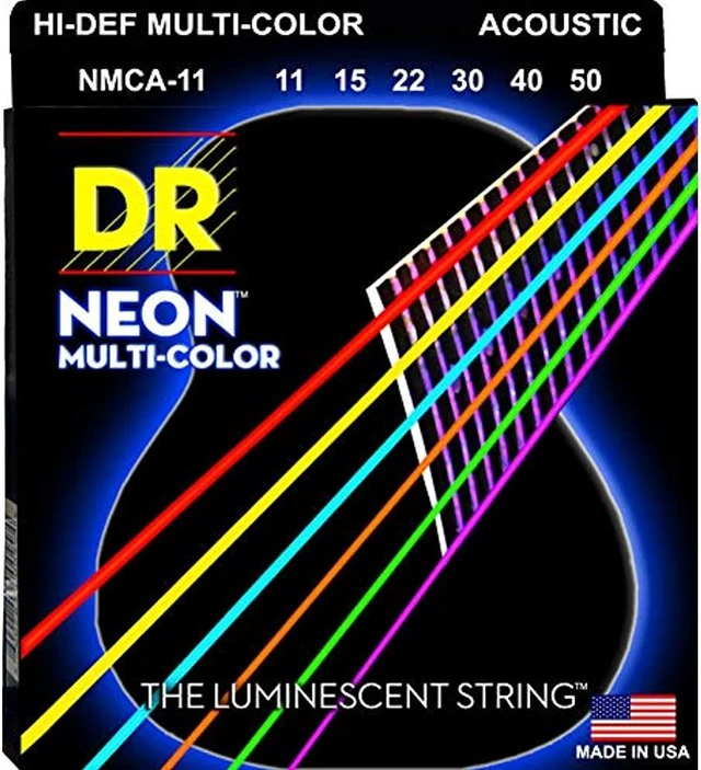 Alt view image 6 of 15 - DR Strings - NEON - MULTI COLOR - Acoustic Guitar Strings MED LT NMCA-11 - 11-50