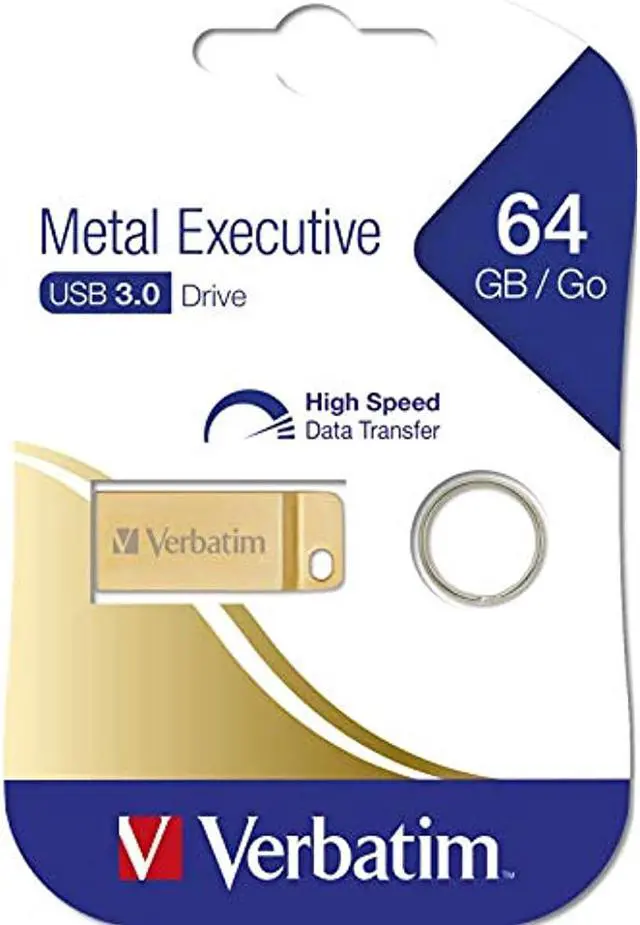 Alt view image 8 of 16 - Verbatim 64GB Metal Executive USB 3.0 Flash Drive - Gold - 64 GBUSB 3.0 - Gold - Water Resistant