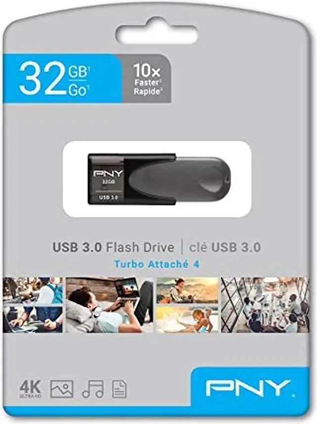 Alt view image 11 of 20 - PNY - Elite Turbo Attache 4 32GB USB 3.0 Type A Flash Drive - Black