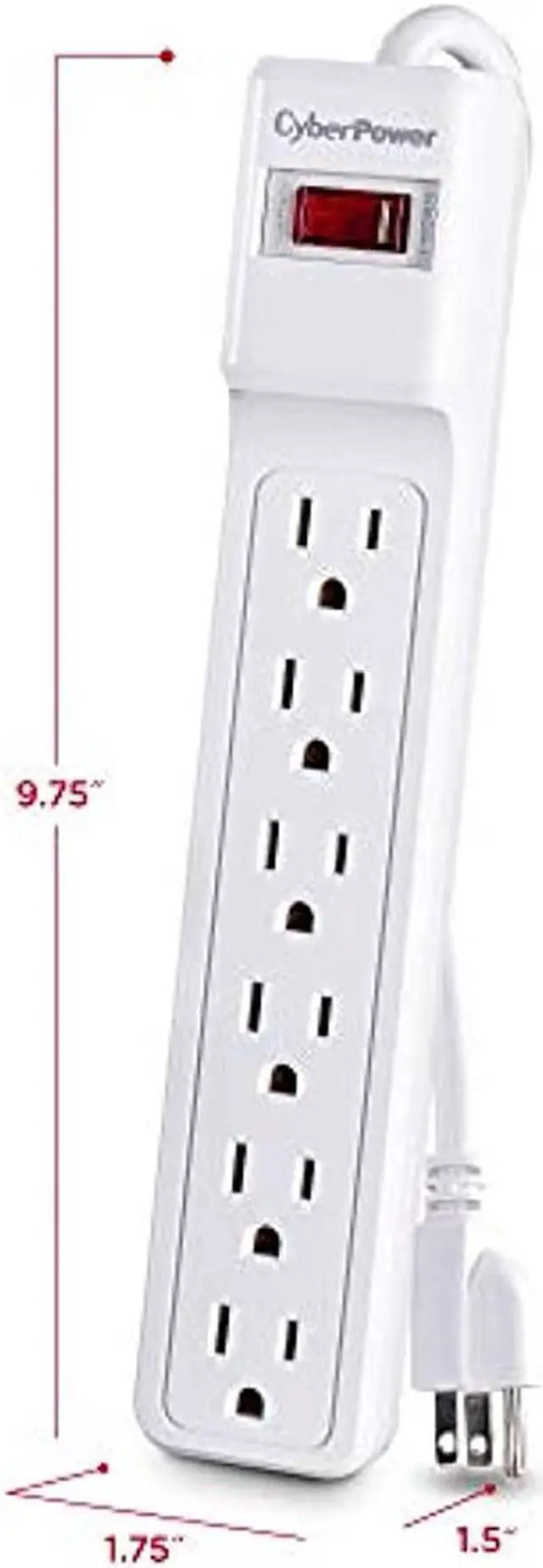 Alt view image 6 of 10 - CyberPower Essential CSB606W 6-Outlet Surge Suppressor Protector