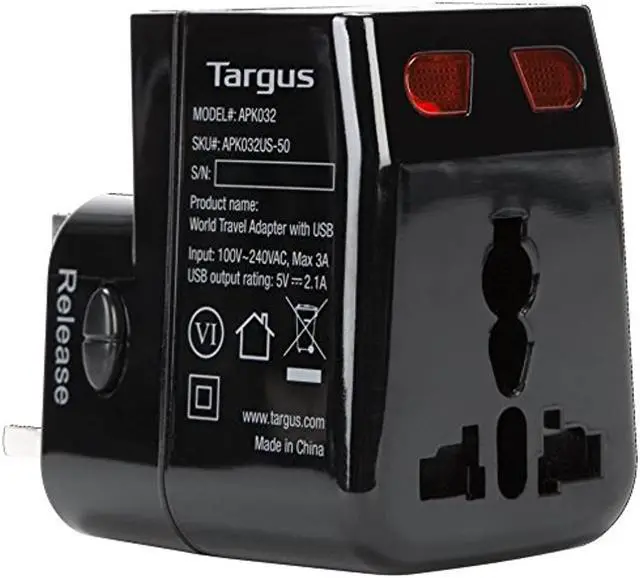 Alt view image 7 of 12 - Targus World Travel Power Adapter with Dual USB Charging Ports - APK032US