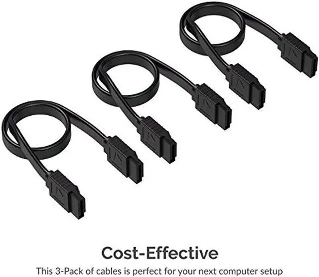 Alt view image 2 of 10 - SABRENT SATA III (6 Gbit/s) Straight Data Cable with Locking Latch for HDD/SSD/CD and DVD Drives (3 Pack - 20-Inch) in Black (CB-SFK3)