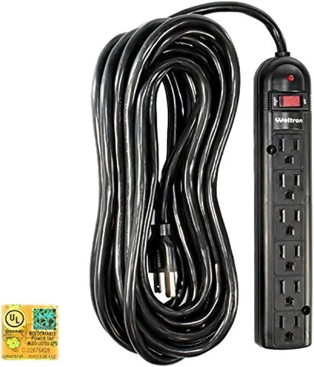 Alt view image 13 of 20 - THIS 6 OUTLET PLASTIC POWER STRIP HAS 750 JOULES, EMI/RFI FILTER AND A 25FT POWE