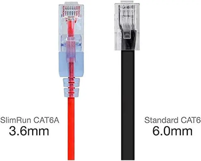 Alt view image 4 of 12 - Monoprice Cat6A Ethernet Patch Cable - 3 Feet - Red (10 Pack) Snagless RJ45 550Mhz UTP Pure Bare Copper Wire 10G 30AWG - SlimRun Series