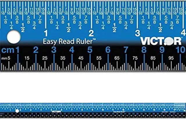 Alt view image 5 of 16 - Victor EZ18SBL Easy Read Stainless Steel Ruler Standard / Metric 18" Blue