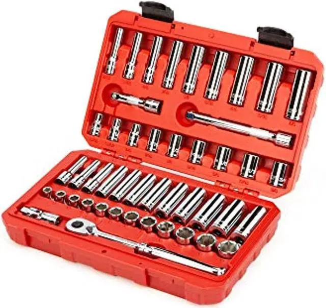 Alt view image 2 of 9 - TEKTON 3/8-Inch Drive 6-Point Socket & Ratchet Set, Inch/Metric, 5/16-Inch - 3/4-Inch, 8 mm - 19 mm, 47-Piece (Case) | SKT15301