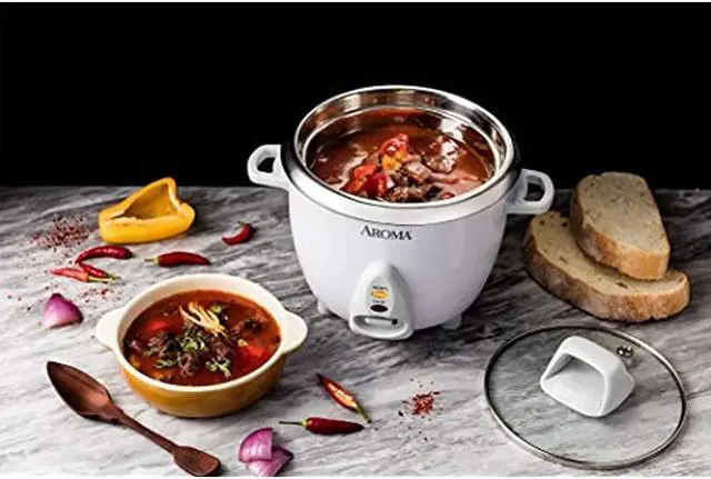 Alt view image 6 of 7 - AROMA ARC-753SG White Simply Stainless 6-Cup Rice Cooker