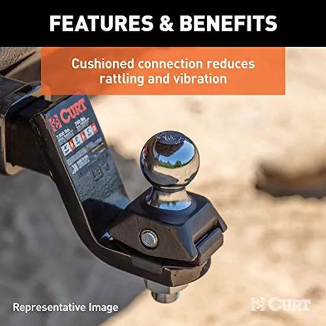 Alt view image 6 of 7 - CURT 40246 RockerBall Cushion Hitch Trailer Ball 3,500 lbs, 2-Inch Diameter, 3/4-Inch Shank