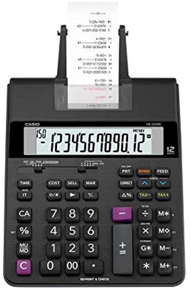 Alt view image 8 of 13 - Casio Printing Calculator 12-Digit 7-3/4"Wx10-3/4"Lx2-3/10"H BK HR200RC