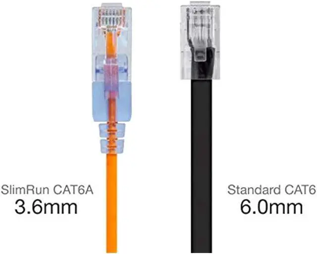 Alt view image 5 of 9 - Monoprice SlimRun Cat6A Ethernet Patch Cable - Network Internet Cord - RJ45, Stranded, UTP, Pure Bare Copper Wire, 30AWG, 6in, Yellow, 10-Pack