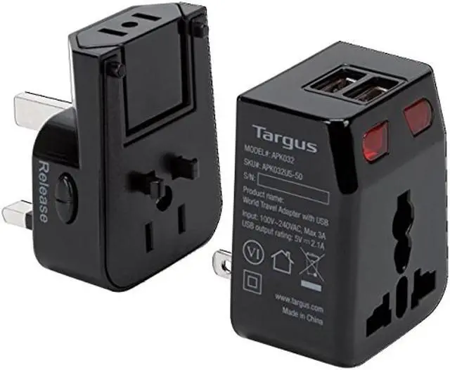 Alt view image 4 of 12 - Targus World Travel Power Adapter with Dual USB Charging Ports - APK032US