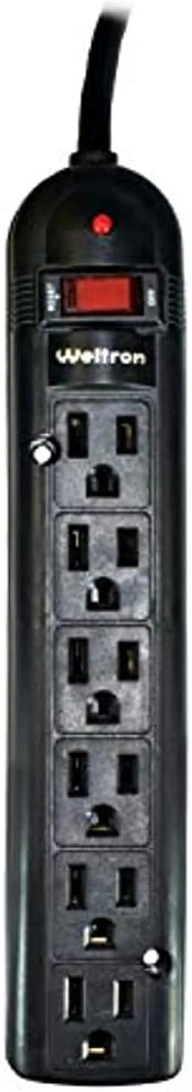 Alt view image 13 of 19 - WELTRON 10ft Power Cord 6-Outlet Surge Protector Power Strip Black WSP600PLF10BK